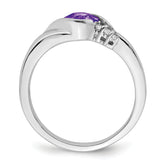 14k White Gold Amethyst and Diamond Ring